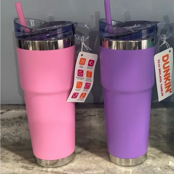 Dunkin Kitchen Dunkin Donuts 32oz Summer Insulated Tumbler Set